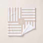 Beige weiß gestreifte Badezimmer Hochzeitscouch Badhandtuch Set (Waschlappen)