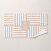 Beige weiß gestreifte Badezimmer Hochzeitscouch Badhandtuch Set (Handtuch)