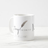 Beige & Weiß Moderne Minimalistische Notare Kaffeetasse (Vorderseite Links)