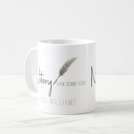 Beige & Weiß Moderne Minimalistische Notare Kaffeetasse (Vorderseite Links)