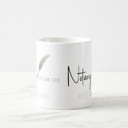 Beige & Weiß Moderne Minimalistische Notare Kaffeetasse (Mittel)