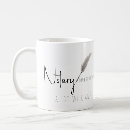 Beige & Weiß Moderne Minimalistische Notare Kaffeetasse (Links)