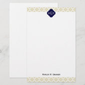 Beige, weiße Anfangsmonogramm des Marokkaner-#5 Briefpapier (Vorne/Hinten)