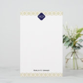 Beige, weiße Anfangsmonogramm des Marokkaner-#5 Briefpapier (Stehend Vorderseite)