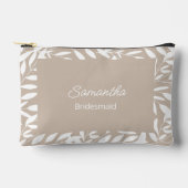 Beige weiße Blätter Brautparty Zubehörtasche (Vorderseite)