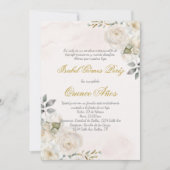 Beige weiße Blume Quince Einladung Spanisch (Vorderseite)