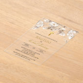 Beige weiße Blüte Spanische Taufe Einladung (Ablage )