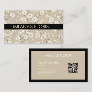 Beige Weiße Daisy Moderne Hippie-Blume Florist  Visitenkarte