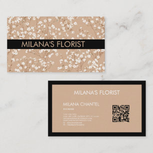 Beige Weiße Daisy Moderne Hippie-Blume Florist  Visitenkarte