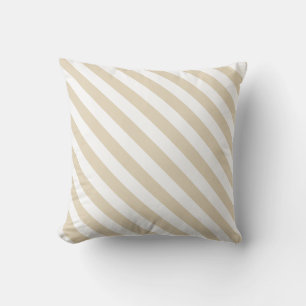 Beige weiße Diagonalstreifen Kissen