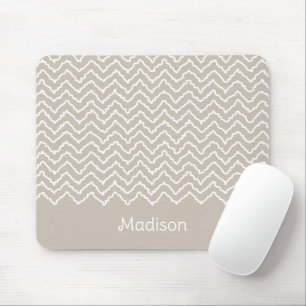 Beige-weiße geschwungene Chevron-Zickzack-Muster Mousepad