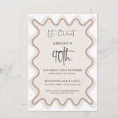 Beige weiße Grenze 40. Geburtstag Einladung (Vorne/Hinten)