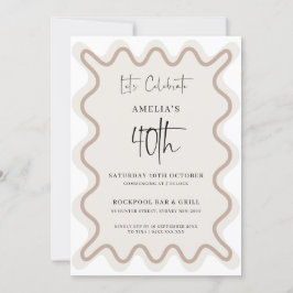 Beige weiße Grenze 40. Geburtstag Einladung