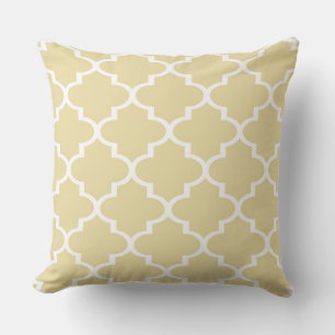 Beige Weiße Quatrefoil Gitter Kissen