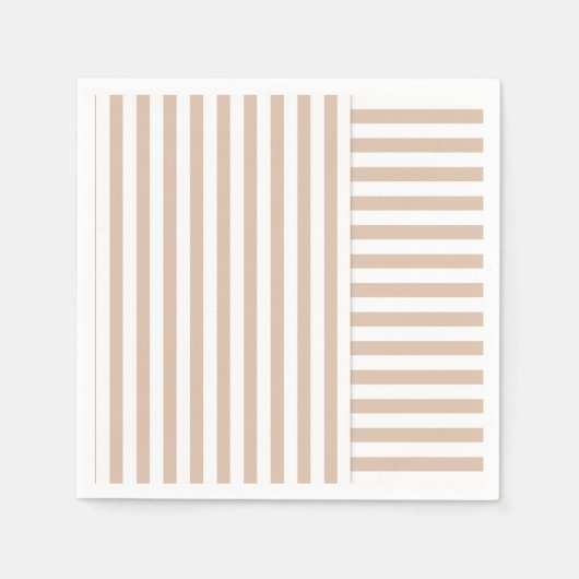 Beige weiße Streifen Serviette (Vorderseite)
