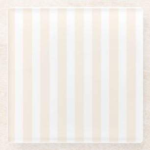 Beige-weiße Streifen wie Zuckerwatte Glasuntersetzer