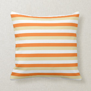 Beige, weiße und orange Streifen Kissen