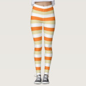 Beige, weiße und orange Streifen Leggings (Vorderseite)