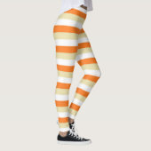 Beige, weiße und orange Streifen Leggings (Rechts)