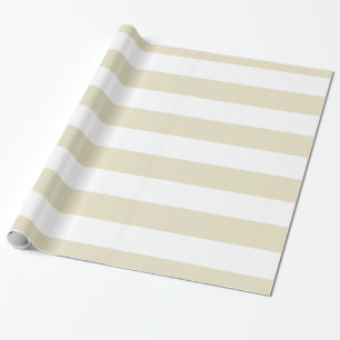 Beige, weiße XL Streifen-Muster Geschenkpapier