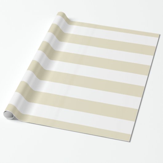 Beige, weiße XL Streifen-Muster Geschenkpapier (Ungerollt)