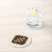 Beige, weißer Marokkaner #5 Dk Brown 462c13 3I Mon Runder Pappuntersetzer (Vor Ort)