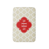 Beige, weißer Marokkaner #5 Red 3 Initial Monogram Badematte (Vorderseite Vertikal)