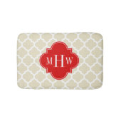 Beige, weißer Marokkaner #5 Red 3 Initial Monogram Badematte (Vorderseite)