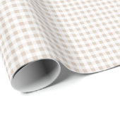 Beige weißes Gingham-Muster Geschenkpapier (Rolleneckpunkt)