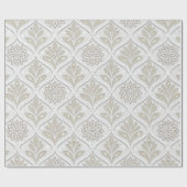 Beige-weißes glänzendes Vierblattmuster Geschenkpapier (Flach)