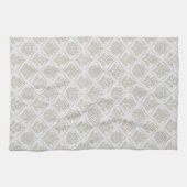 Beige-weißes glänzendes Vierblattmuster Geschirrtuch (Horizontal)