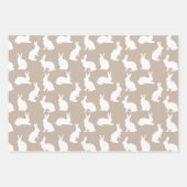 Beige-weißes Hasenmuster moderne Ostern Geschenkpapier Set (Vorderseite 2)