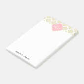 Beige, weißes marokkanisches #5 Rosa 3 Anfangsmono Post-it Klebezettel (angewinkelt)