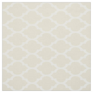 Beige, weißes marokkanisches Quatrefolienmuster # Stoff