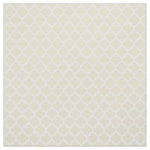 Beige, weißes marokkanisches Quatrefolienmuster # Stoff