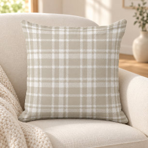 Beige-weißes Tartan-Karomuster Kissen