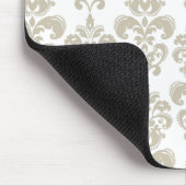 BEIGE WEISSES VINTAGES DAMAST-MUSTER 2 MOUSEPAD (Ecke)