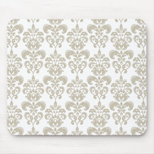 BEIGE WEISSES VINTAGES DAMAST-MUSTER 2 MOUSEPAD (Vorne)