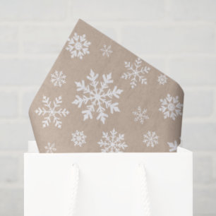 Beige-weißes Winter-Schneeflockenmuster Seidenpapier