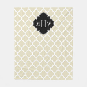 Beige, weißmarokkanisch #5 Schwarz 3 Initialmonogr Fleecedecke