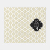Beige, weißmarokkanisch #5 Schwarz 3 Initialmonogr Fleecedecke (Vorderseite (Horizontal))