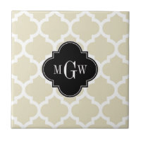 Beige, weißmarokkanisch #5 Schwarz 3 Initialmonogr