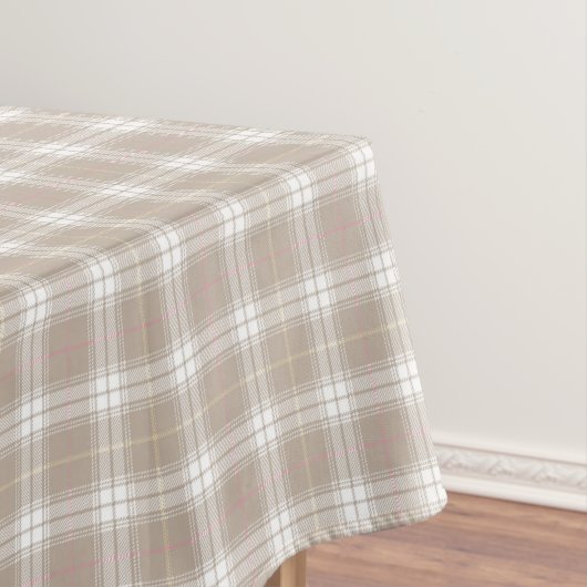 Beige Weißrosa Tartan Kariertes Muster Rustikal  Tischdecke (Beispiel)