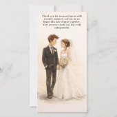 Beige Whimsical Watercolor Romantic Couple Wedding Dankeskarte (Rückseite)
