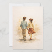 Beige Whimsical Watercolor Romantic Couple Wedding Einladung (Rückseite)