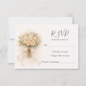 Beige Whimsical Watercolor Romantic Couple Wedding RSVP Karte (Vorderseite)