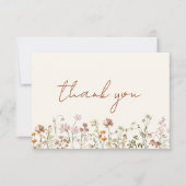 Beige Whimsical Wildblume Brautparty Dankeskarte (Vorderseite)