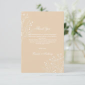 Beige White Corner Floral Boho Wedding Dankeskarte (Stehend Vorderseite)