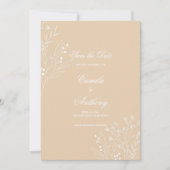 Beige White Corner Floral Boho Wedding Einladung (Vorderseite)
