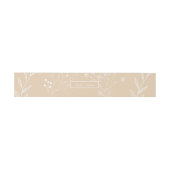 Beige White Corner Floral Boho Wedding Einladungsbanderole (Flach)